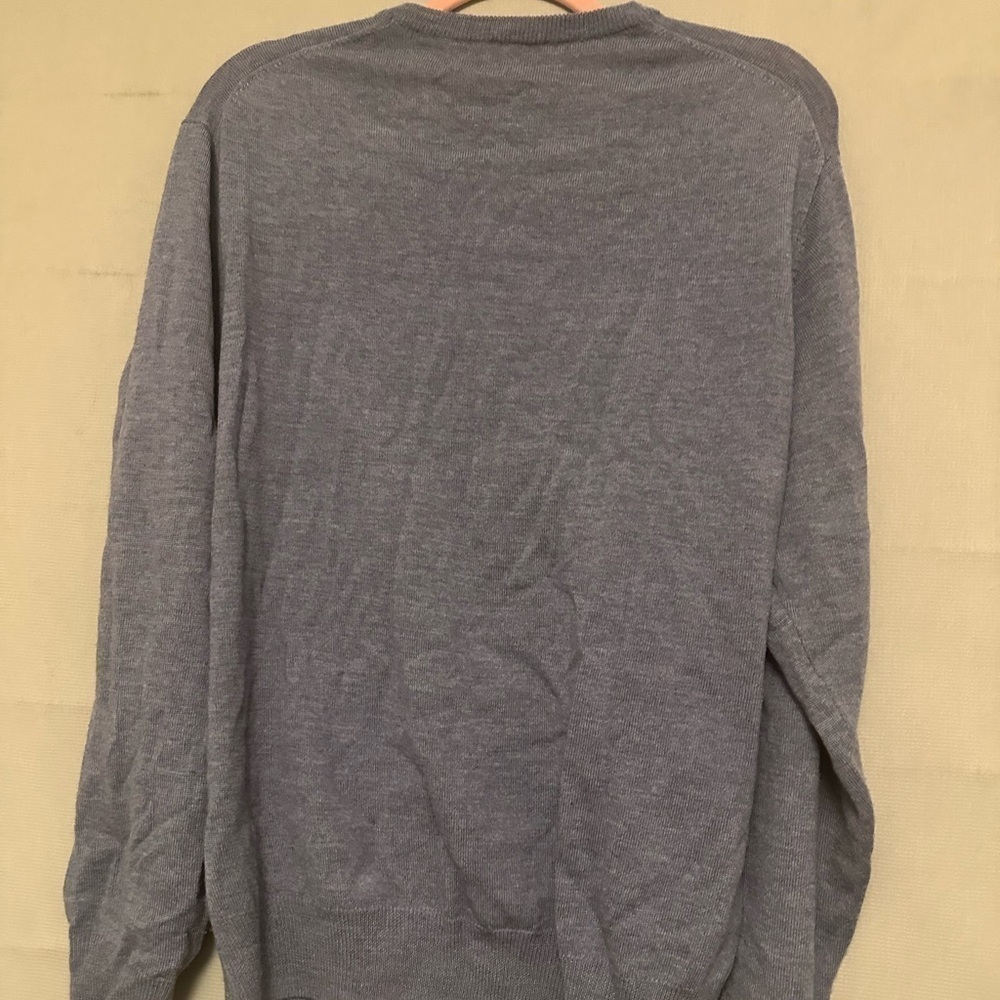 Jos A Bank 100% Italian Merino Wool Blue Vneck Sweater Men Size Large - Picture 5 of 6